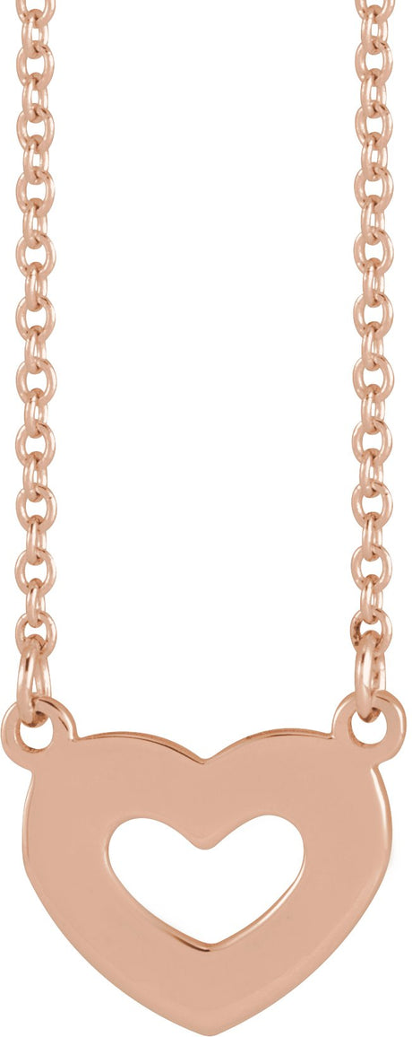 14K Gold Engravable Family Heart Necklace - Rose Gold