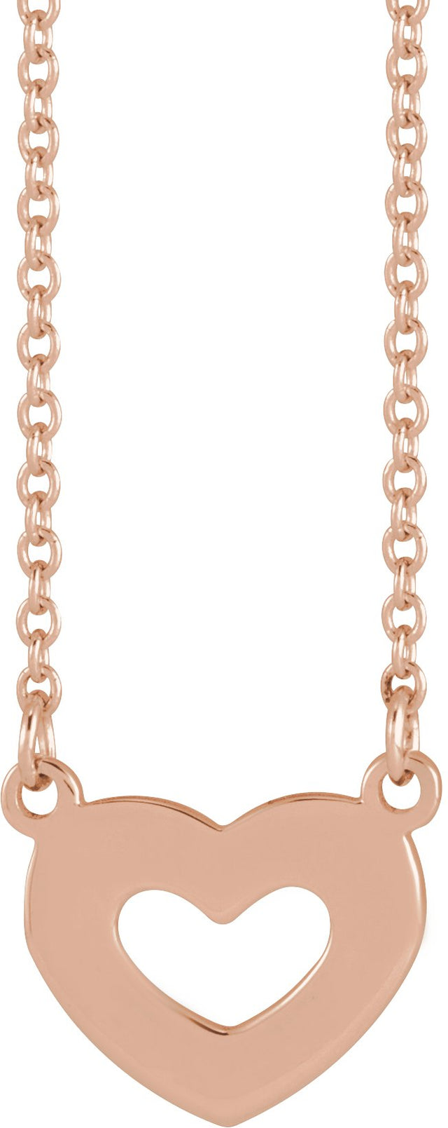 14K Gold Engravable Family Heart Necklace - Rose Gold