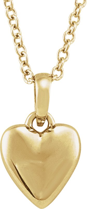 14K Gold Puffed Heart Necklace or Pendant – 11.75x6.79mm - Yellow Gold