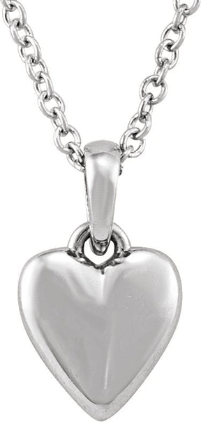 14K Gold Youth Heart Necklace - White Gold