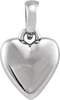 14K Gold Puffed Heart Necklace or Pendant – 11.75x6.79mm - White Gold
