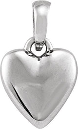 Platinum Puffed Heart Necklace or Pendant – 11.75x6.79mm