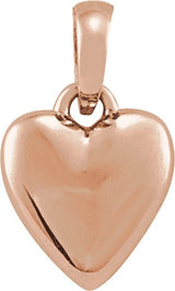 14K Gold Puffed Heart Necklace or Pendant – 11.75x6.79mm - Rose Gold
