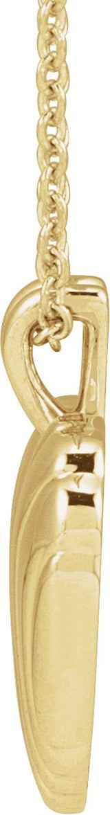 14K Gold Ribbed Heart Necklace or Pendant - Yellow Gold - view 2