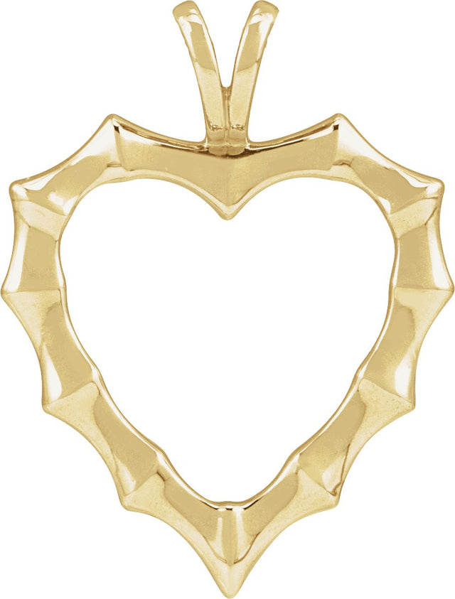 14K Gold Bamboo Heart Necklace & Pendant - Yellow Gold - view 4