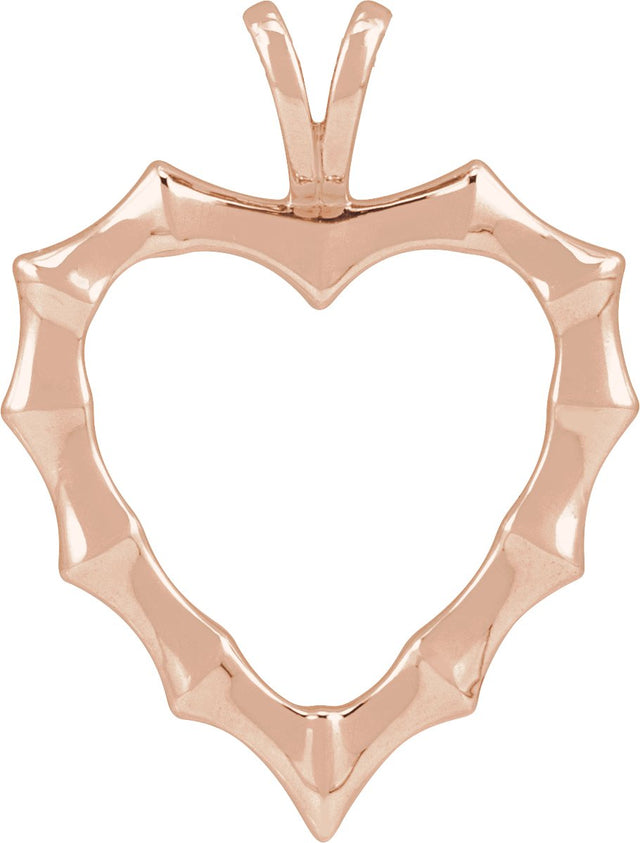 14K Gold Bamboo Heart Necklace & Pendant - Rose Gold - view 4