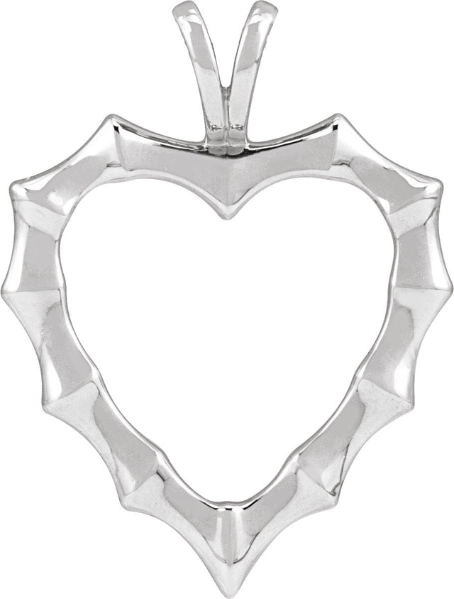 Platinum Bamboo Heart Necklace & Pendant - view 4