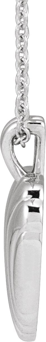 Platinum Ribbed Heart Necklace or Pendant - view 2