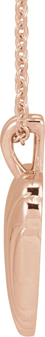 14K Gold Ribbed Heart Necklace or Pendant - Rose Gold - view 2