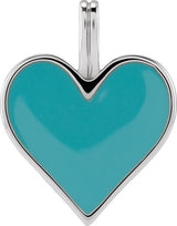 14K Gold Enamel Heart Necklace or Pendant - White Gold