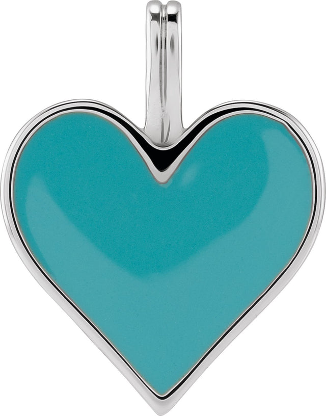 14K Gold Enamel Heart Necklace or Pendant - White Gold
