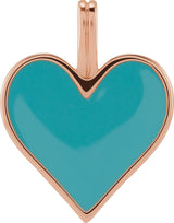 14K Gold Enamel Heart Necklace or Pendant - Rose Gold
