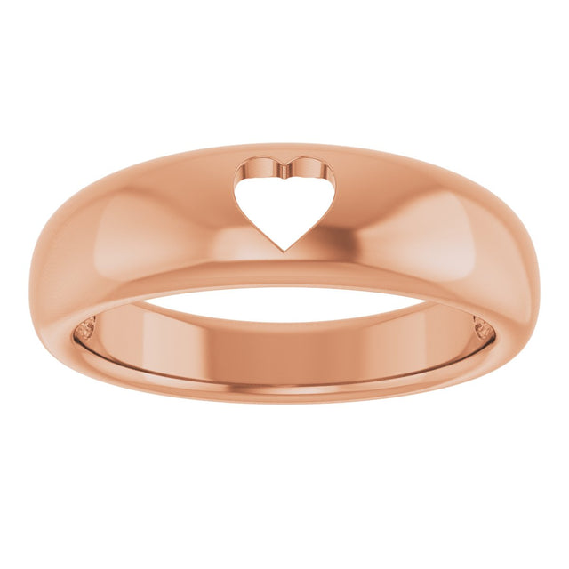 14K Gold Pierced Heart Ring - Rose Gold - view 3
