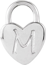14K Gold Engravable Heart Lock Necklace or Pendant - White Gold - view 8