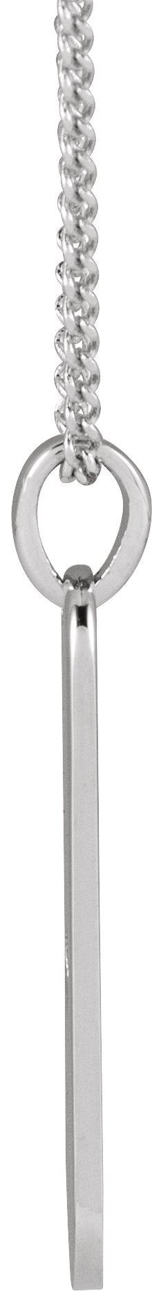 14K Gold Engravable Heart Bar Necklace or Pendant - White Gold - view 2