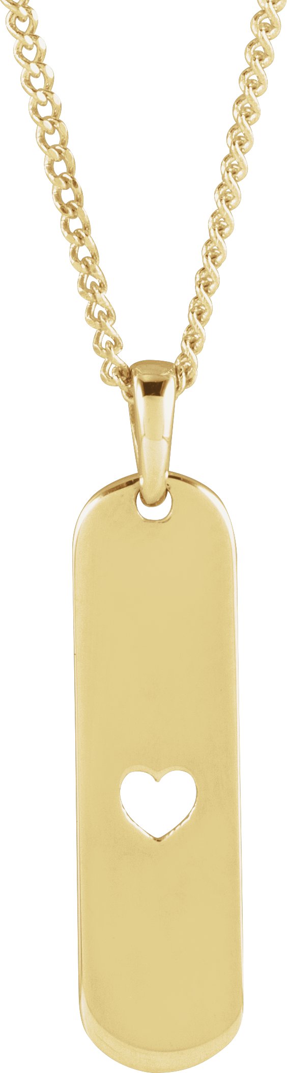 14K Gold Engravable Heart Bar Necklace or Pendant - Yellow Gold