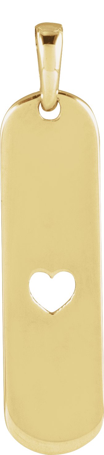 14K Gold Engravable Heart Bar Necklace or Pendant - Yellow Gold