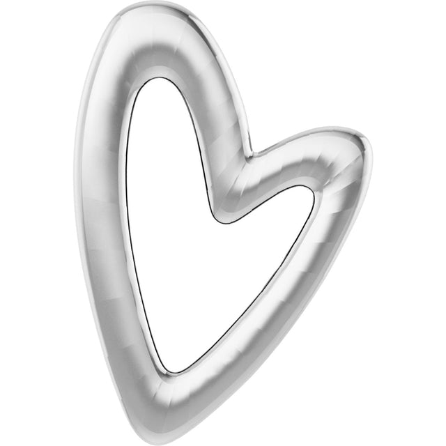 14K Gold Elongated Heart Necklace or Pendant - White Gold