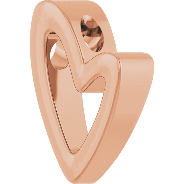 14K Gold Elongated Heart Necklace or Pendant - Rose Gold - view 2