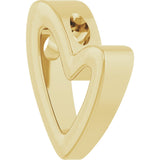 14K Gold Elongated Heart Necklace or Pendant - Yellow Gold - view 2