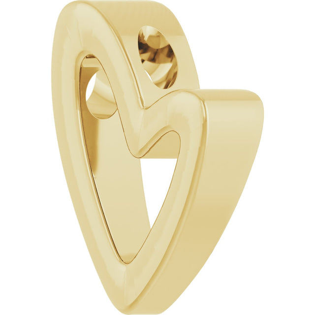 14K Gold Elongated Heart Necklace or Pendant - Yellow Gold - view 2