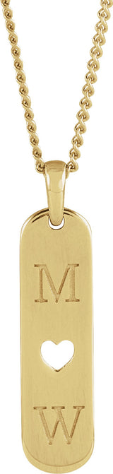 14K Gold Engravable Heart Bar Necklace or Pendant - Yellow Gold - view 3