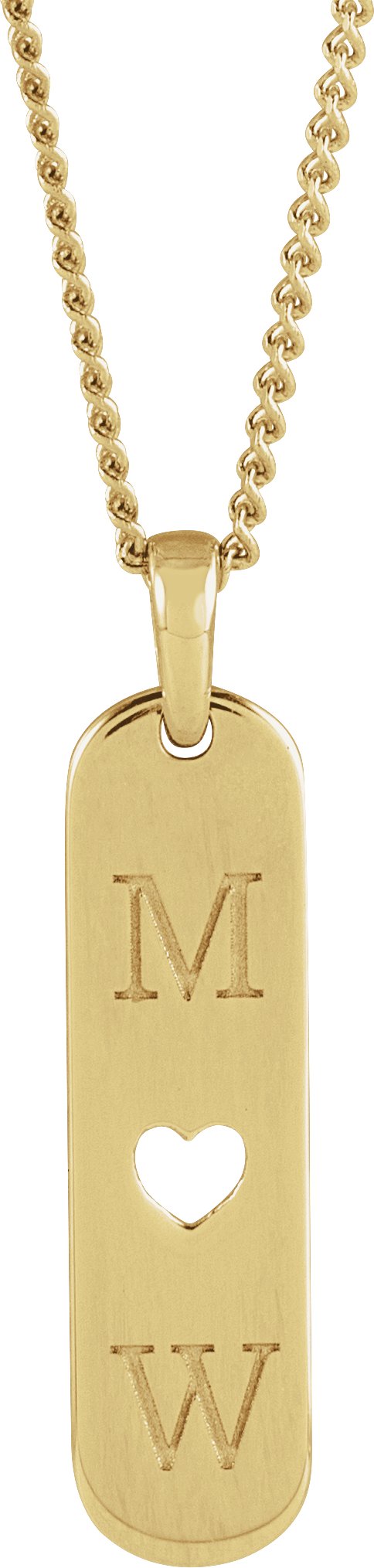 14K Gold Engravable Heart Bar Necklace or Pendant - Yellow Gold - view 3