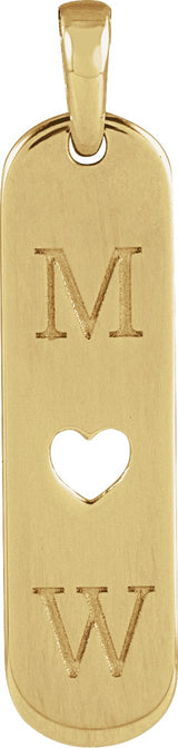 14K Gold Engravable Heart Bar Necklace or Pendant - Yellow Gold - view 3