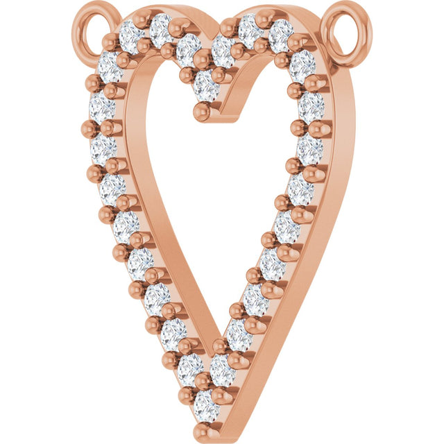 14K Gold Round Lab-Grown Diamond Accented Heart Necklace - Rose Gold - view 5