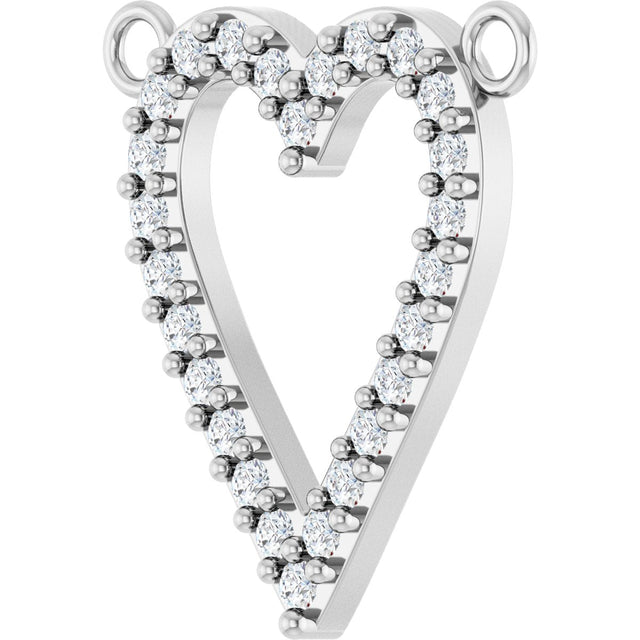 14K Gold Round Lab-Grown Diamond Accented Heart Necklace - White Gold - view 5