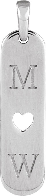 Platinum Engravable Heart Bar Necklace or Pendant - view 3