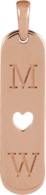 14K Gold Engravable Heart Bar Necklace or Pendant - Rose Gold - view 3