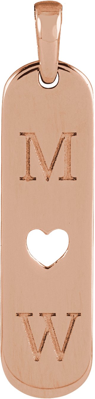 14K Gold Engravable Heart Bar Necklace or Pendant - Rose Gold - view 3