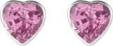 14K Gold Natural Pink Sapphire Heart Bezel-Set Stud Earrings - White Gold - view 4