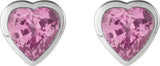 14K Gold Natural Pink Sapphire Heart Bezel-Set Stud Earrings - White Gold - view 4