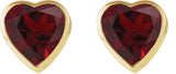 14K Gold Natural Mozambique Garnet Heart Bezel-Set Stud Earrings - Yellow Gold - view 4