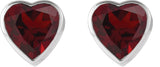 14K Gold Natural Mozambique Garnet Heart Bezel-Set Stud Earrings - White Gold - view 4