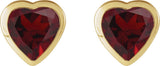 14K Gold Natural Mozambique Garnet Heart Bezel-Set Stud Earrings - Yellow Gold - view 4