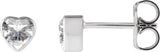 Platinum Lab-Grown Moissanite Heart Bezel-Set Stud Earrings - view 3
