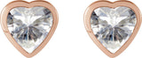 14K Gold Lab-Grown Moissanite Heart Bezel-Set Stud Earrings - Rose Gold - view 4