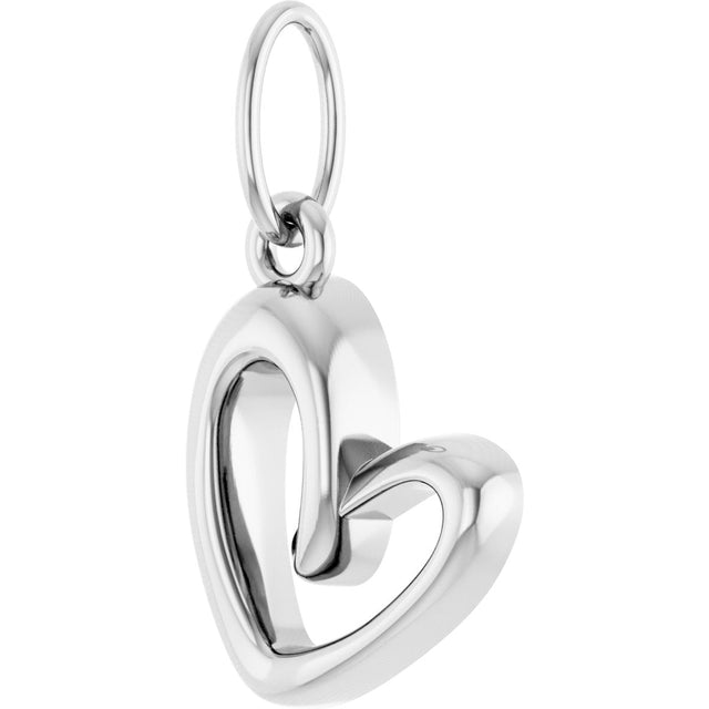 14K Gold Petite Heart Necklace or Pendant - White Gold - view 2