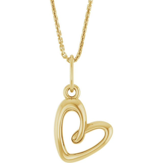 14K Gold Petite Heart Necklace or Pendant - Yellow Gold