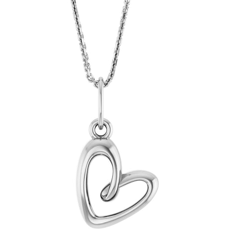 14K Gold Petite Heart Necklace or Pendant - White Gold