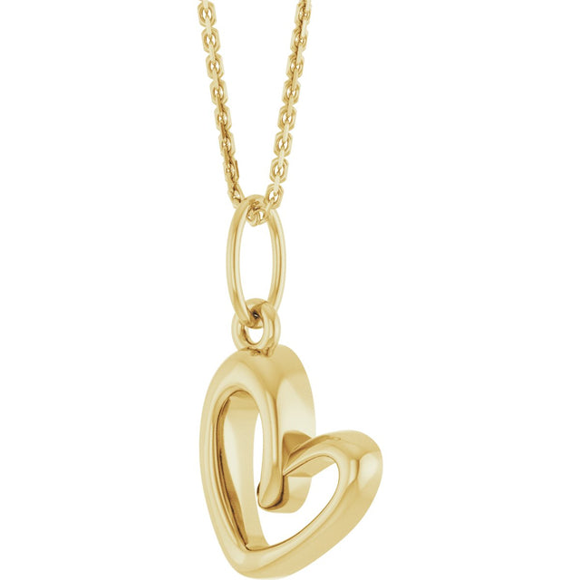 14K Gold Petite Heart Necklace or Pendant - Yellow Gold - view 2