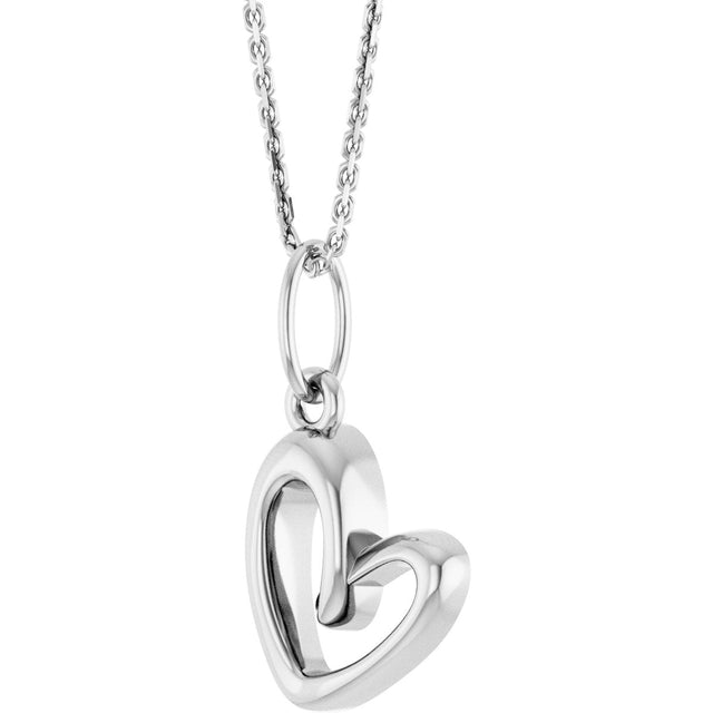 14K Gold Petite Heart Necklace or Pendant - White Gold - view 2
