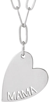 14K Gold Mama or Sister Heart Necklace or Pendant - White Gold