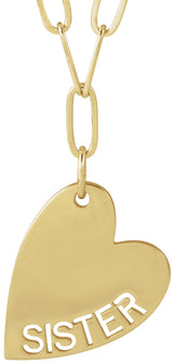14K Gold Mama or Sister Heart Necklace or Pendant - Yellow Gold