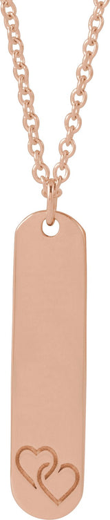 14K Gold Engravable Bar Necklace or Pendant – 22.4x5mm - Rose Gold