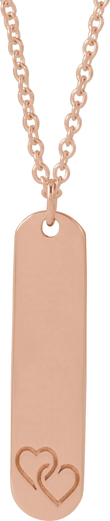 14K Gold Engravable Bar Necklace or Pendant – 22.4x5mm - Rose Gold
