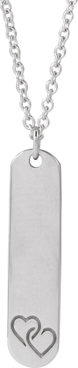 14K Gold Engravable Bar Necklace or Pendant – 22.4x5mm - White Gold